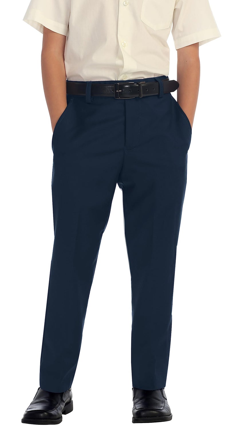 Gioberti Boys Flat Front Dress Pants, Navy, 8 - Image 1